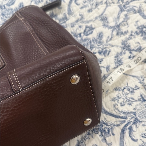 Coach Chocolate Brown Leather Tote with Gold Accents - Picture 7 of 12